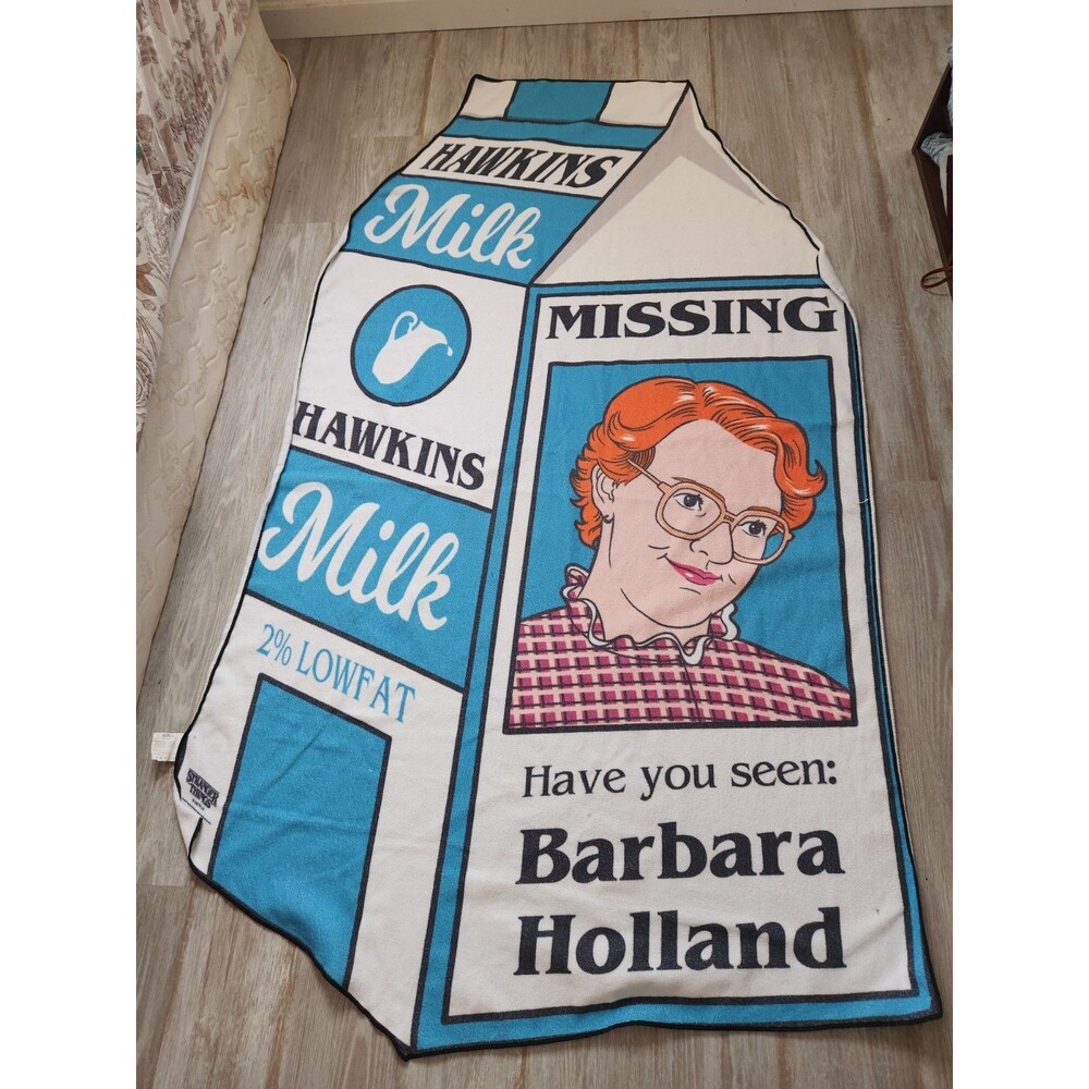 Netflix Stranger Things Where’s Barb Beach Blanket Milk Carton Microfiber